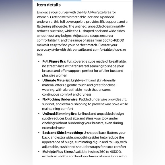 HSIA Enchante Lace enchant Blue Unlined Underwire Bra Sz.42DDD bnwt - Picture 9 of 11